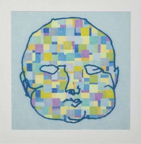 Big Head with Coloured Pixels