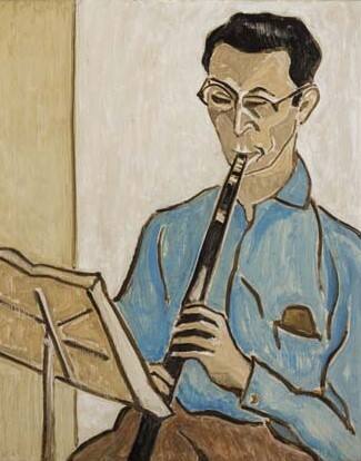 Clarinet Player in Blue Shirt [Lajos Bornyi]