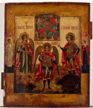 Burning Bush with St. Paraskevi, and archangels Gabriel and Michael