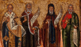 Malcove Collection: Deesis and Four Saints, 17th century, tempera, gold leaf, 40 x 31.4 x 2.9 c…