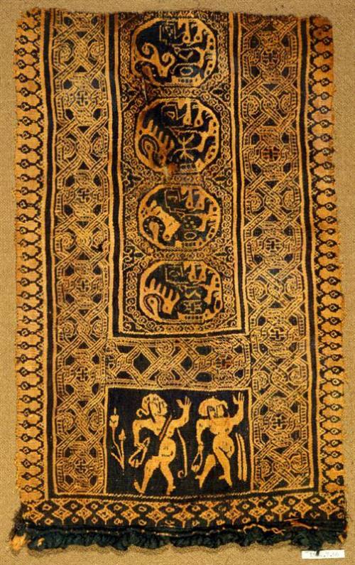 Tapestry band with figural panels enclosed by interlace