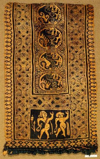 Tapestry band with figural panels enclosed by interlace