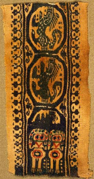 Largely monochrome tapestry band with figural panels