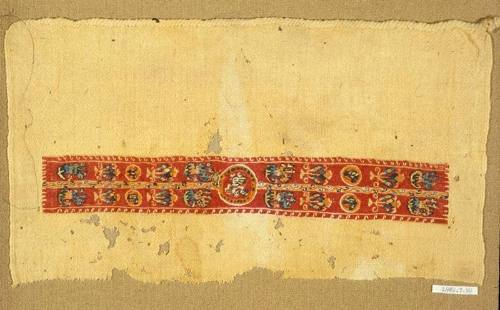 Polychrome tapestry band with Nilotic motifs