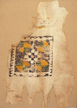 Polychrome geometric design in weft-loop pile