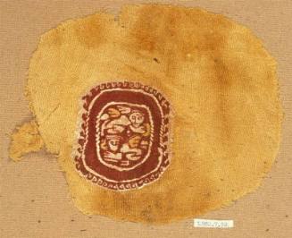 Mainly monochrome tapestry roundel with swimming putti