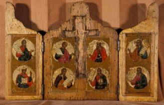 Icon triptych with eight prophets