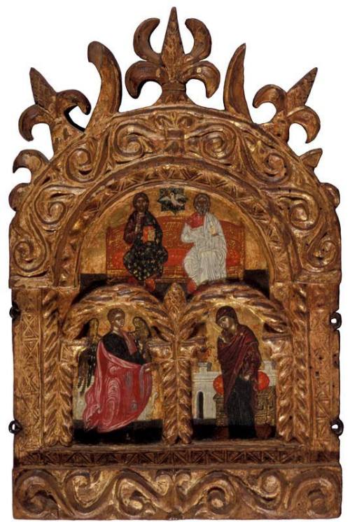 Central panel of a triptych, Trinity and Annunciation