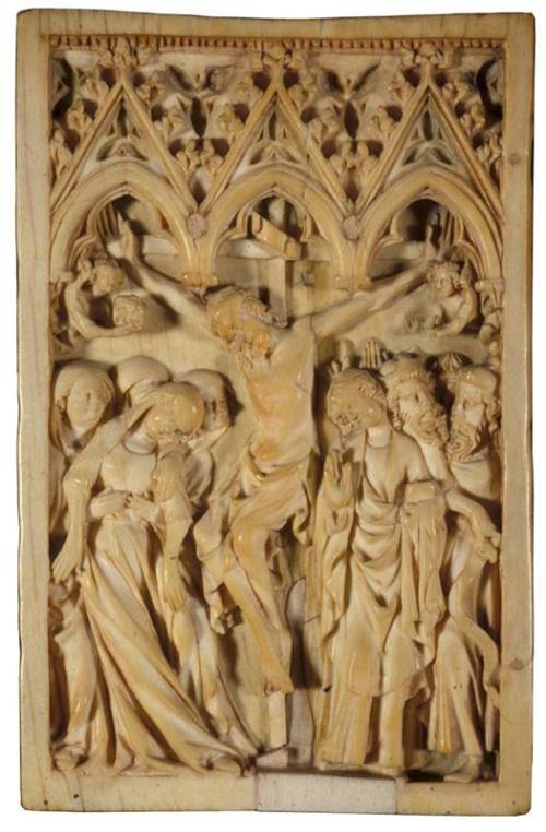 Ivory panel, probably a diptych wing, with Crucifixion