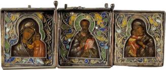 Triptych, St. Nicholas, Virgin and Child