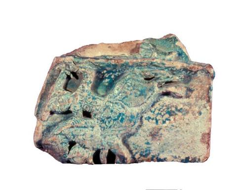 Glazed ceramic fragment