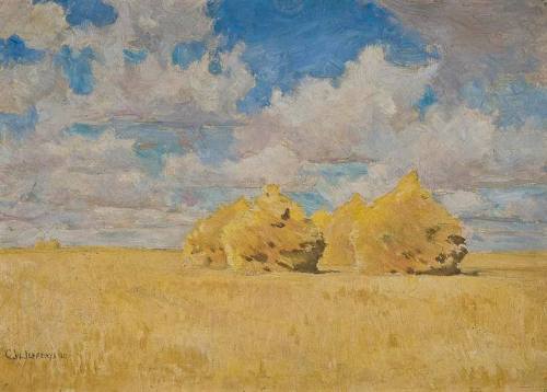 Wheat Stacks on the Prairie