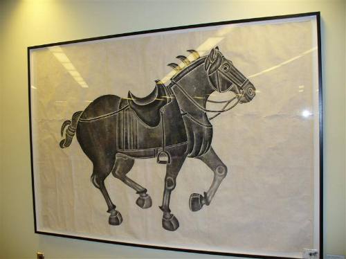 Chinese stone rubbing of a horse
