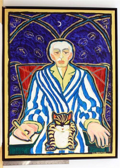Gerald Milne Moses - 80th birthday portrait with Frigga