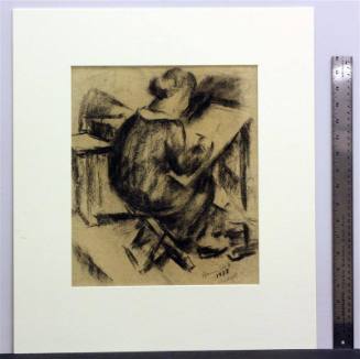 untitled [young woman painting - side view]