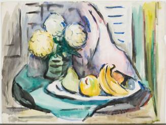 untitled [flowers and fruit on table]