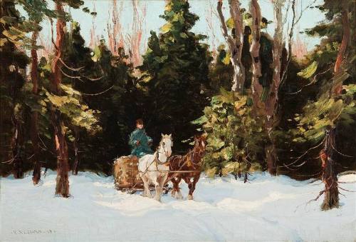 Hauling Logs, Winter