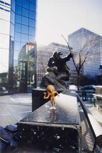 Indians on Tour: War Dancer at Indian Hunter Statue, Ottawa, Ontario
