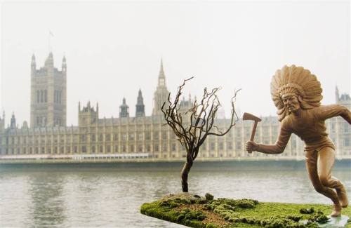 Indians on Tour: War Dancer at the Thames River, London, England