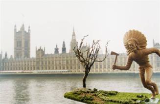 Indians on Tour: War Dancer at the Thames River, London, England