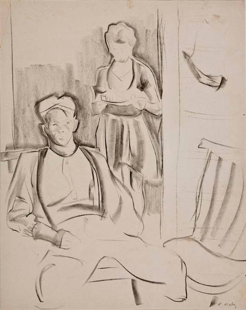 untitled [seated man with woman behind]