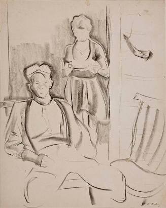 untitled [seated man with woman behind]