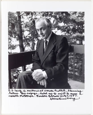 R.D. Laing portrait, seated porch