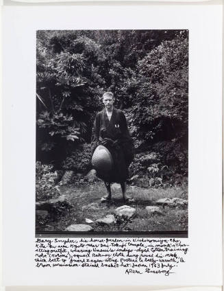 Gary Snyder in garden in Nishinomiya-cho, Kita-Ku