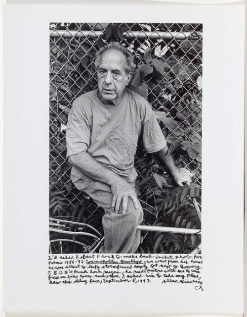 Robert Frank portrait sitting on a bicycle