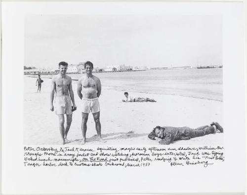 Jack Kerouac, Peter Orlovsky, and William Burroughs on the beach in Tangier