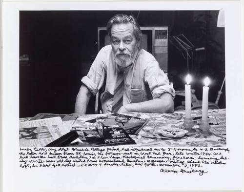 Lucien Carr, portrait, NYC (candles on table) 1