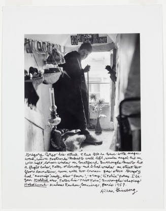 Gregory Corso at 9 Git le-coeur, the beat hotel, standing shot