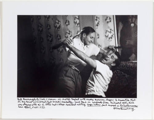 William Burroughs and Jack Kerouac mock fighting 206 E 7th street