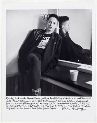 Kathy Acker, Detroit Art Insitute, backstage, Detroit, MI 2/14/1985