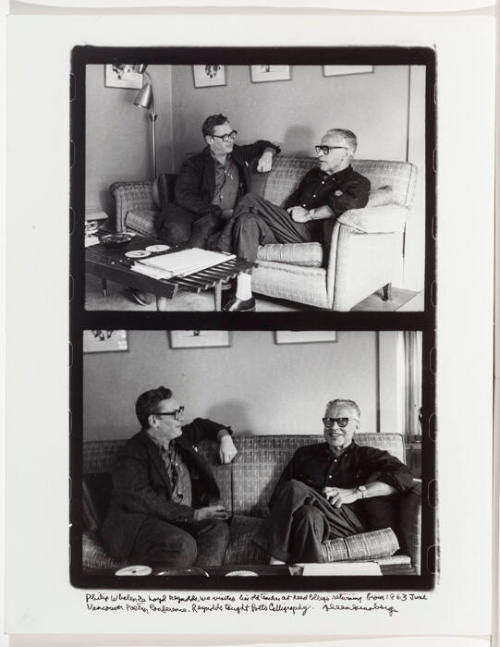 Diptych of Philip Whalen and his calligraphy teacher, Lloyd Reynolds