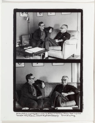 Diptych of Philip Whalen and his calligraphy teacher, Lloyd Reynolds