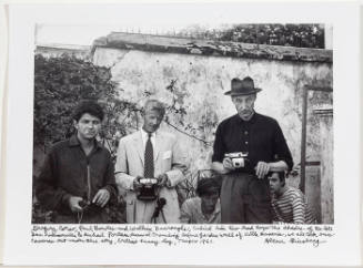 Gregory Corso, Paul Bowles, William Burroughs, Tangier (Michael Portman and Ian Summerville crouching behind Burroughs)