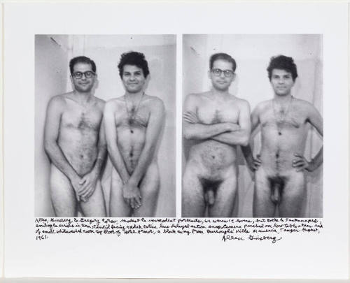 Allen Ginsberg and Gregory Corso, nude, two images (covered, then uncovered)