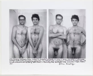 Allen Ginsberg and Gregory Corso, nude, two images (covered, then uncovered)