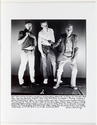 John Giorno (scar on belly) James Grauerholz, and William Burroughs with want, The Bunker, NYC