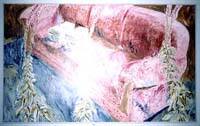 Soft Couch with Napkins and Foxgloves