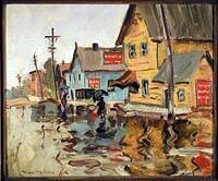 Street Scene With Shop, Rainy Day