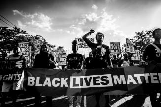 The Sum of All Parts: 4. Frontline protesters at the BLMTO action that closed down the Allen Road in response to the murders of Jermaine Carby and Andrew Loku.
